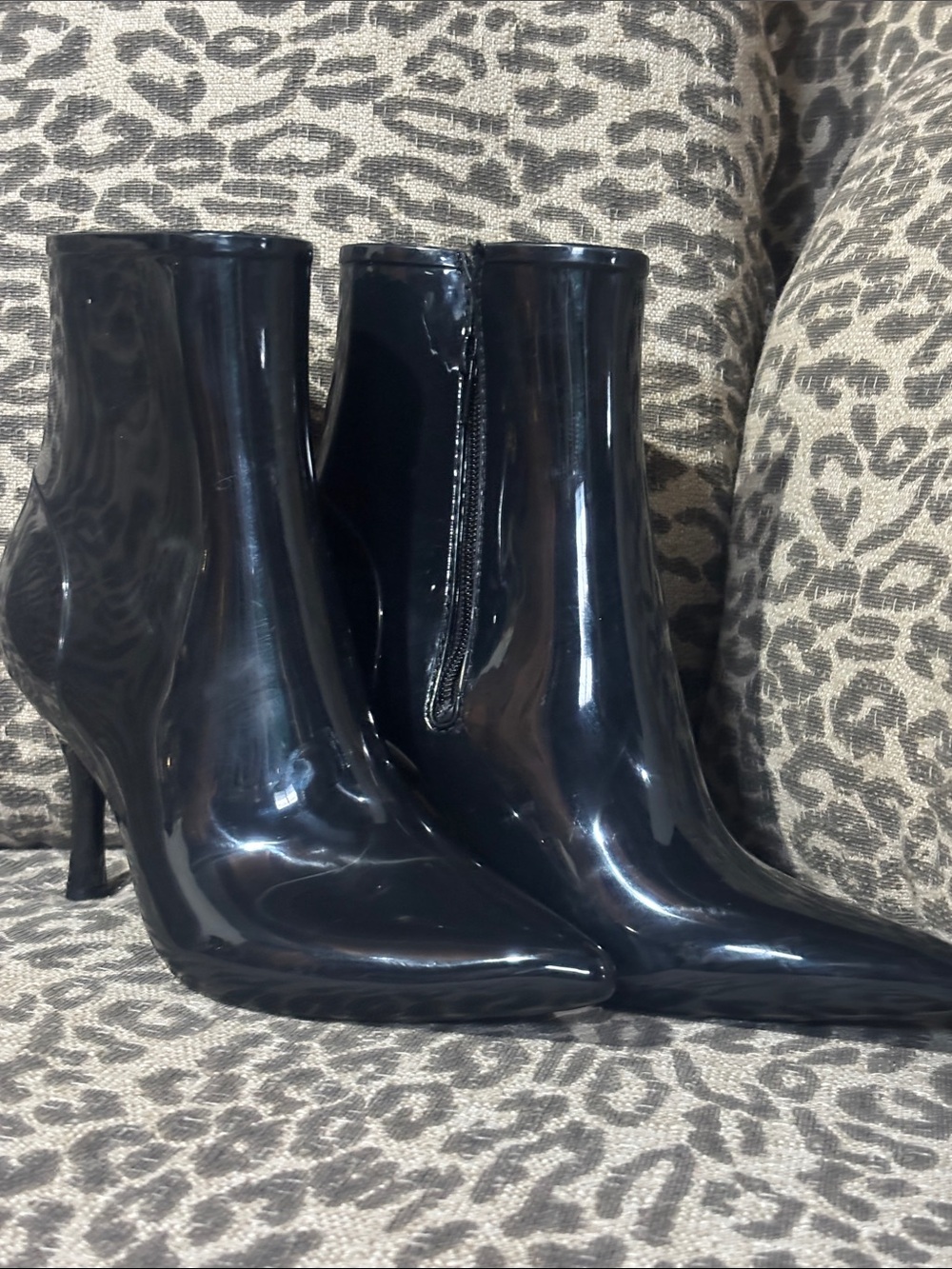 Jeffery Campbell puddles heel rain boots pointed toe ankle boot zip up women’s 8